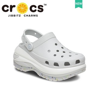 crocs แท้ crocs mega crush clog สีเทา รองเท้าแพลตฟอร์ม เหมาะกับเดินชายหาด สําหรับผู้หญิง|207988