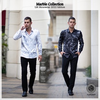 &lt;Marble Collection&gt; Black / White เสื้อเชิ้ตลายแพทเทิร์น