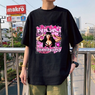 เสื้อยืดแขนสั้นลําลอง ผ้าฝ้าย พิมพ์ลายกราฟฟิค Nicki Lewinsky Nicki Minaj ทรงหลวม สไตล์คลาสสิก WE564RET45833