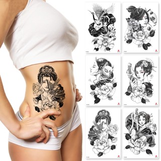 สติกเกอร์รอยสักชั่วคราว รอยสักกันน้ำ Tattoo Sticker รูปแบบเกอิชา