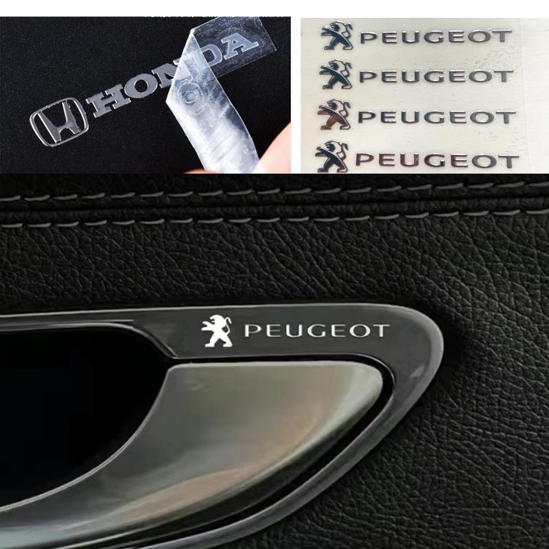 สติกเกอร์โลหะ ลายโลโก้ Peugeot 3D สําหรับติดตกแต่งภายในรถยนต์ Peugeot 206 208 3008 508 408 207 406 405 407 2008 5008 306 307