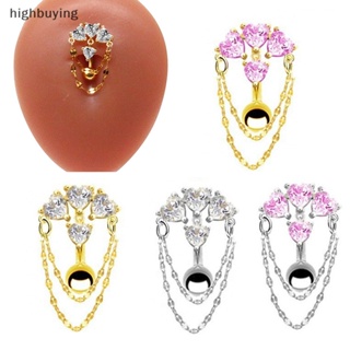 [highbuying] แหวนสเตนเลส รูปหัวใจ ประดับเพทาย เซ็กซี่ เครื่องประดับร่างกาย หน้าท้อง พร้อมส่ง