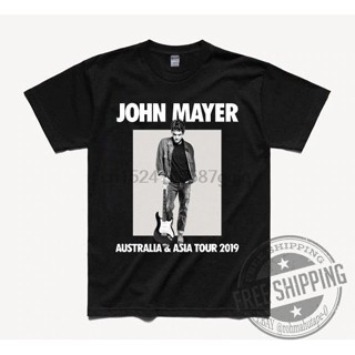 TOP CT เสื้อยืดสีพื้น Tee เสื้อยืดผ้าฝ้าย ลายน่ารัก John mayer Tour 2019 Australia Asia สำหรับผู้ชาย