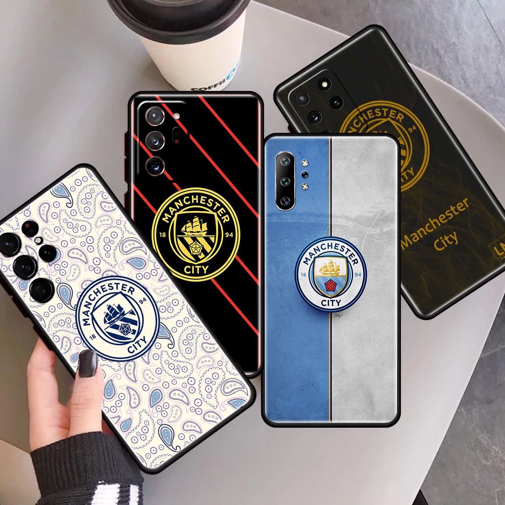 เคสโทรศัพท์มือถือ ซิลิโคน TPU กันกระแทก ลายแมนซิตี้ มีลายด้านข้าง สําหรับ Samsung A02S A11 A12 A14 A20S A22 A30S A32 A22S A50 A50S 4G 5G