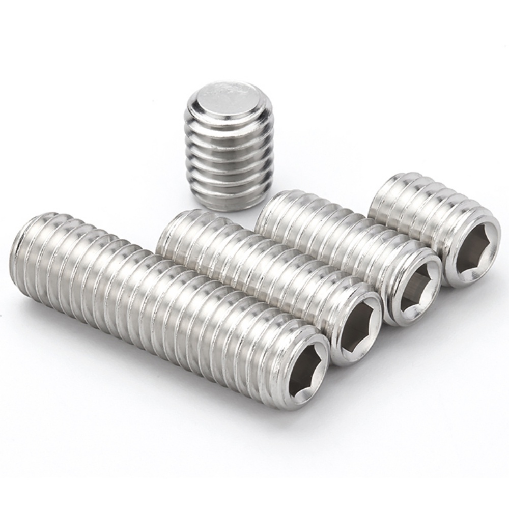 M5 m6 m8 สกรู ตัวหนอน หกเหลี่ยม ประเภทแบน สแตนเลส 304 เกลียวมิล หยาบ/Hex Socket Set Screw【YHL-1E】