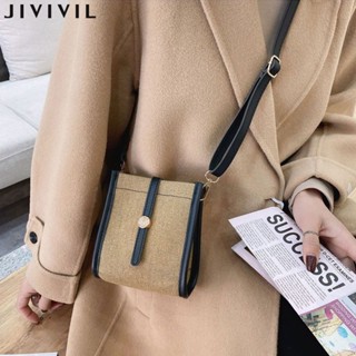 JIVIVIL·เด็กผู้หญิงกระเป๋า crossbody รุ่นเกาหลีผ้าใบ PU ประกอบกับสีสบาย ๆ กระเป๋าถัง