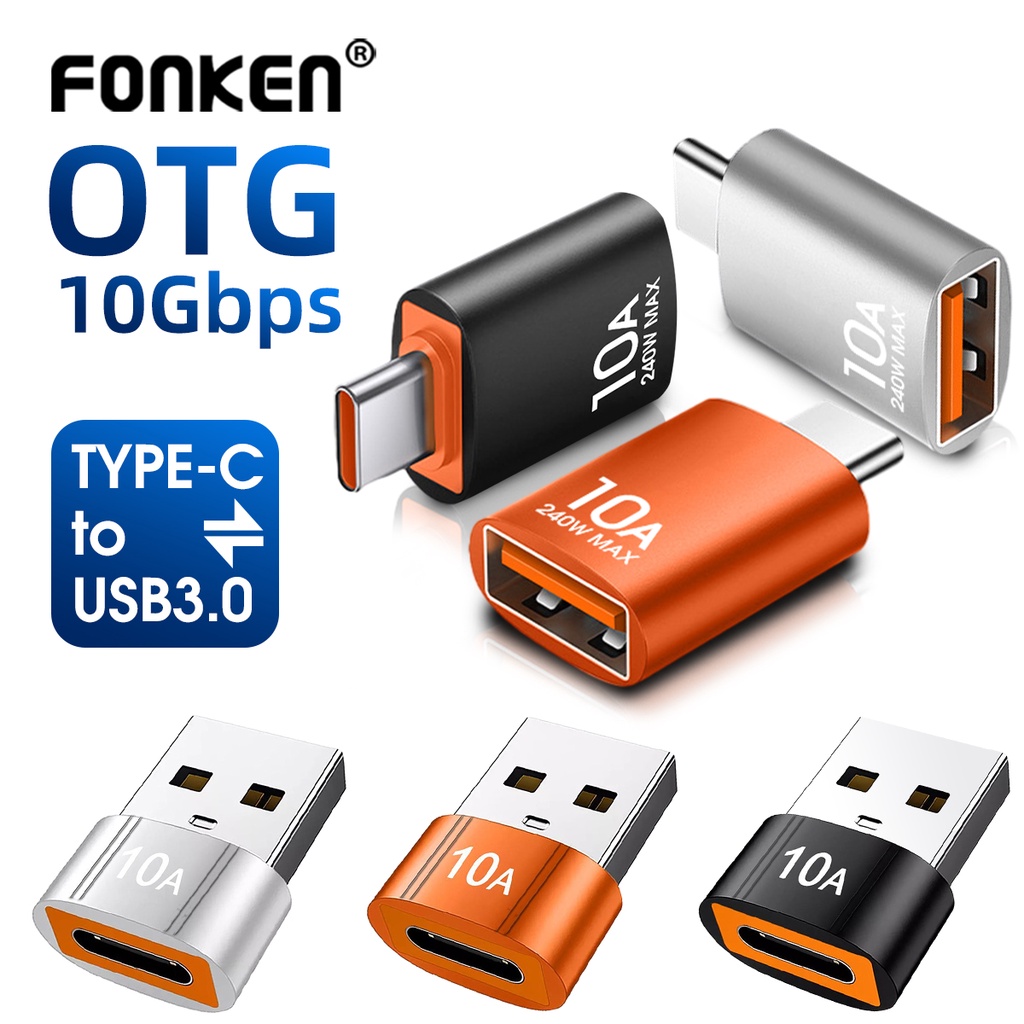 Fonken อะแดปเตอร์แปลงข้อมูล 10A USB 3.0 Type-C USB-A เป็น Type-C Type-C เป็น USB OTG สําหรับ Mac-book Xiaomi Samsung