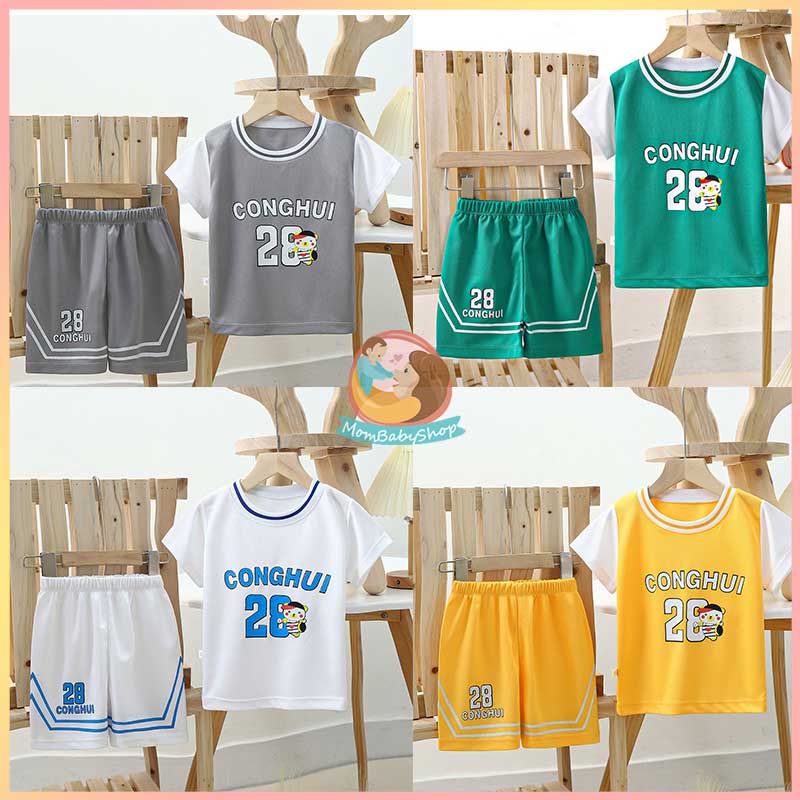 ชุดเสื้อเด็กผู้ชาย ชุดเซ็ทเด็กชาย ชุดเดรสเด็ก No Brand ชุดเด็กกีฬาผู้ชาย สีทึบลำลอง