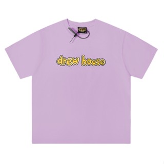 เสื้อยืดแขนสั้น พิมพ์ลายตัวอักษร Drew House หน้ายิ้ม สําหรับผู้ชาย และผู้หญิง