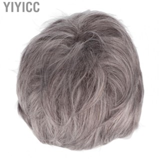 Yiyicc Men Gray Short Wig  Heat Resistant Synthetic Multipurpose Old Man Gray Wig  for Anime Party for Male