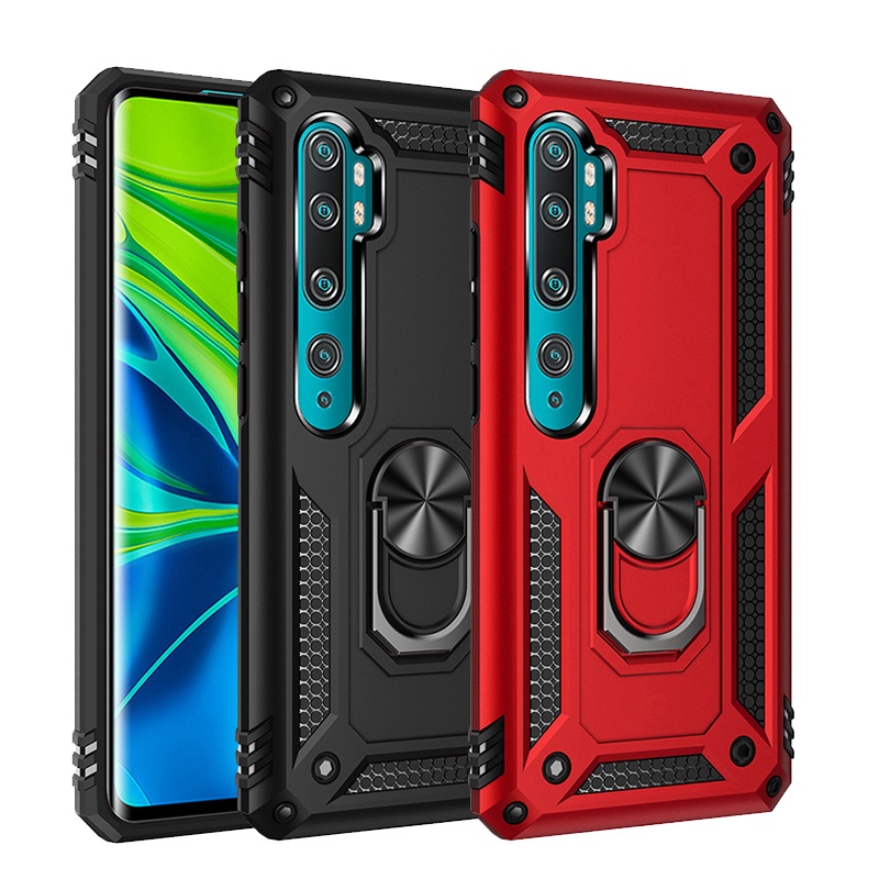 สําหรับ Xiaomi Mi Note 10 Pro Note 10 Lite Heavy Duty Armor ทหาร-เกรดป้องกันกรณีพร้อมขาตั้งแหวน