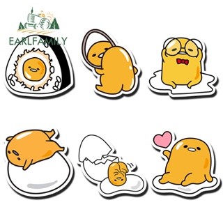 Earlfamily สติกเกอร์ ลายการ์ตูน Gudetama 13 ซม. ป้องกันรอยขีดข่วน สําหรับติดตกแต่งรถยนต์ แล็ปท็อป