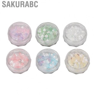 Sakurabc Butterfly Nail Decoration  Exquisite Faux Pearl Nail Decoration Safe Resin 3D 6 Box  for Weding Party for Nail Artist