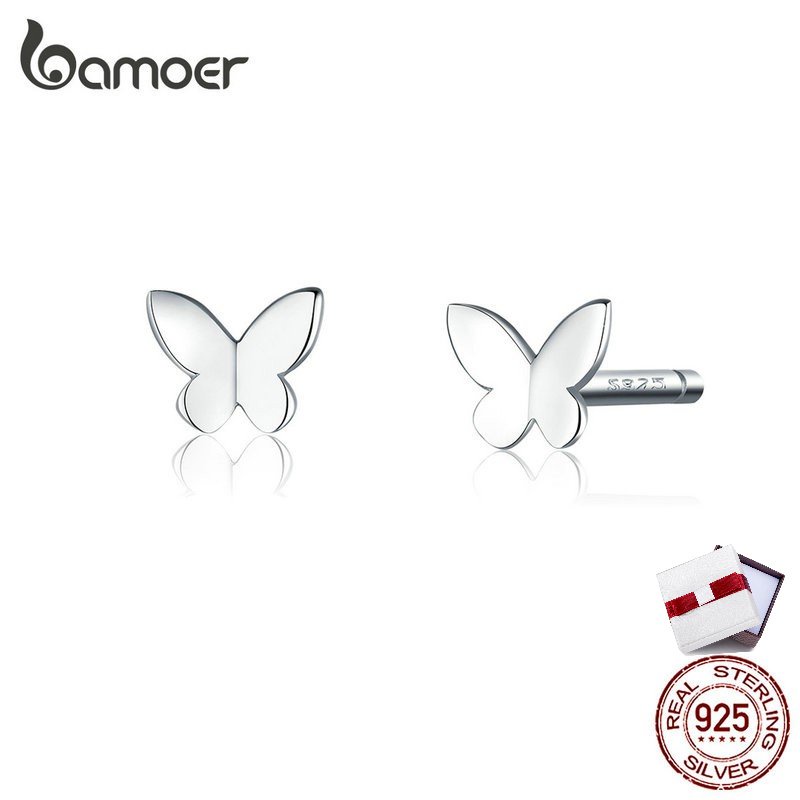 Bamoer ต่างหูเงิน 925 รูปผีเสื้อ SCE775