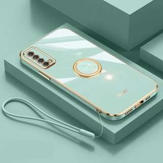 Ultra Thin Silicone Phone Case for Huawei Y7A Y6P Y8P 2020 Y9S Huawei Enjoy 20 SE Deluxe Fall Protection Gold Band with Clock Ring and Lanyard