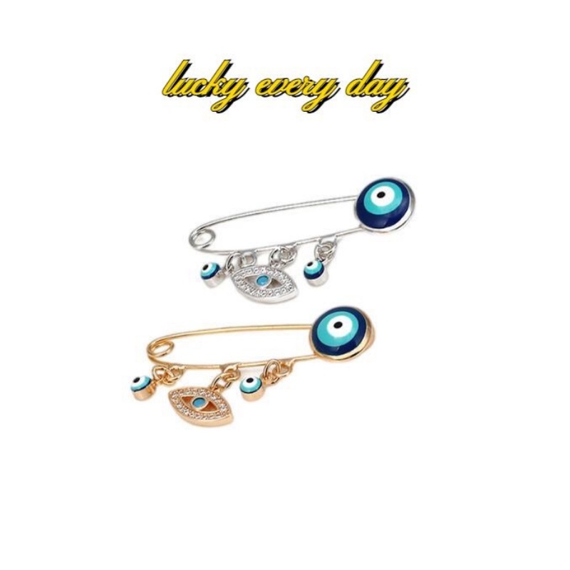 Lucky Blue Devil Eye เข็มกลัด Pin สําหรับผู้หญิงผู้ชายพู่ Dropping Oil Charm Pin เครื่องประดับแฟชั่น