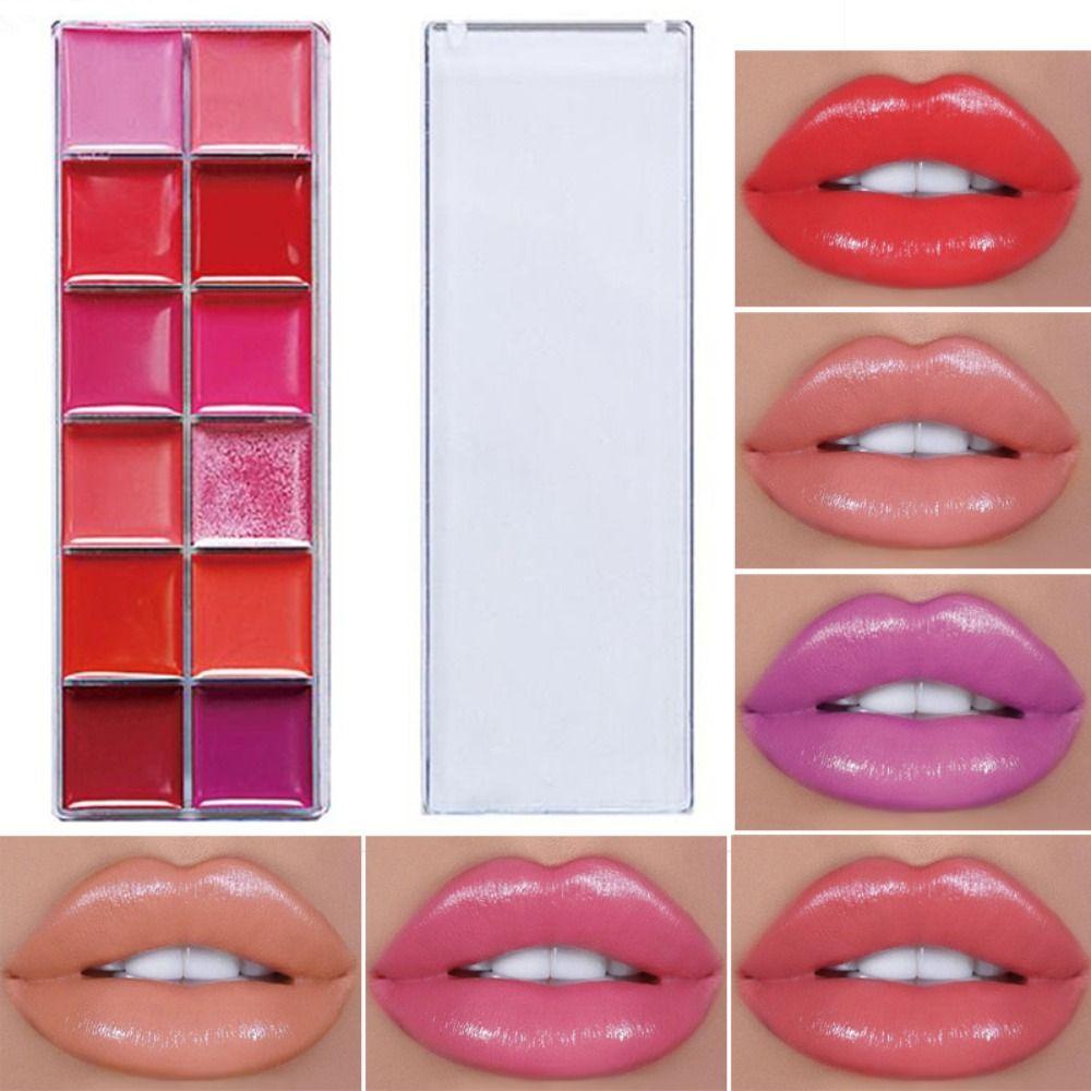 Quinton ลิปกลอสพาเลท 12 สี ให้ความชุ่มชื้น ผู้หญิง เกาหลี เครื่องสําอาง ลิปโคลน ลิปทินท์
