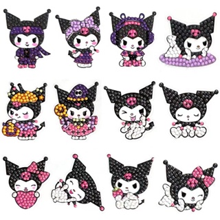 สติกเกอร์ฉลาก ลายการ์ตูน Sanrio Kuromi Mymelody แฮนด์เมด DIY สําหรับติดตกแต่งสมุดโน้ต เครื่องเขียนนักเรียน จํานวน 12 ชิ้น