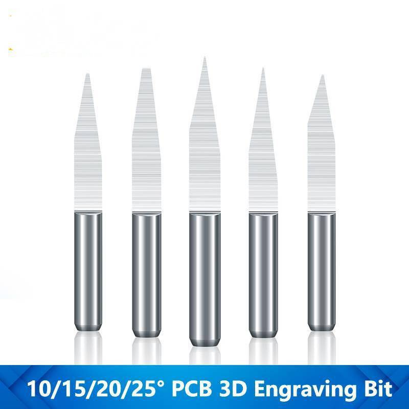 ดอกกัดเอ็นมิล ทังสเตนคาร์ไบด์ PCB 3D 3.175 มม. สําหรับเครื่องแกะสลัก PCB 10 15 20 25 30 40 0 90 องศา 10 ชิ้น