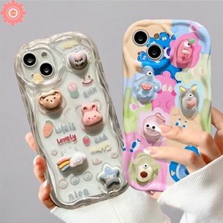 เคสโทรศัพท์มือถือ แบบนิ่ม ลายการ์ตูนหมี กระต่าย 3D ขอบโค้ง สีรุ้ง แวววาว สําหรับ iPhone 11 7 8 Plus XR 14 13 12 11 Pro Max 6 6s X XS Max SE