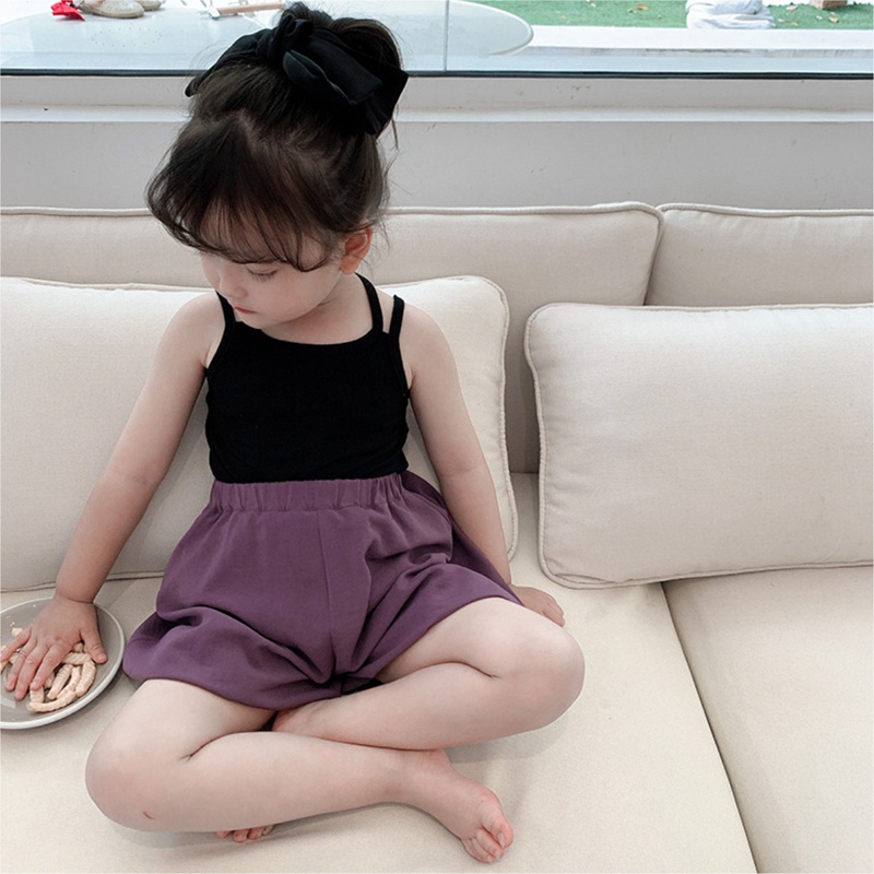 เสื้อสายเดี่ยว ผ้าฝ้าย แบบนิ่ม สีพื้น แบบบาง แฟชั่นฤดูร้อน สําหรับเด็กผู้หญิง - รูปที่ 3