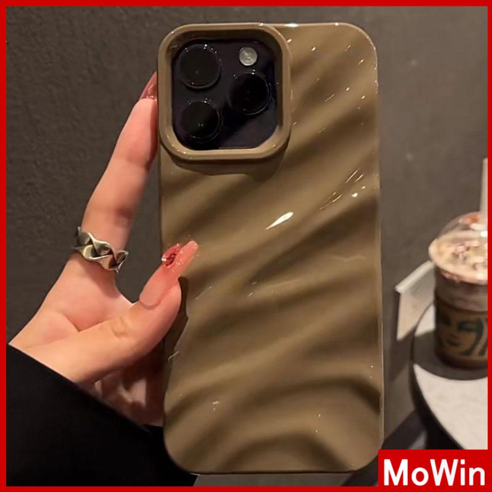 Mowin - เข้ากันได้สำหรับ 1511 เคส iphone 11 สำหรับ เคสนิ่ม 3D Rระลอกสเตอริโอ แบบมันเงา กันกระแทก สีน้ำตาล สีม่วง สีดำ สีขาว สีเขียว สำหรับ 14 Pro Max 13 12 XR 7Plus 8Plus