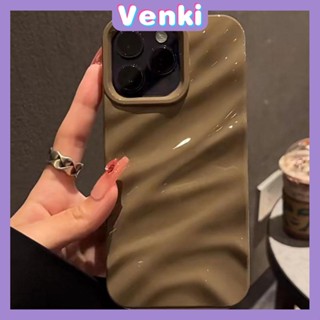 VENKI - สำหรับ iPhone 11 Case Soft Case มันเงา 3D Ripple Dimensional กันกระแทก สีน้ำตาล สีม่วง สีดำ สีขาว สีเขียว สำหรับ iPhone 14 Pro Max 13 Pro max 12 Pro Max 11 iPhone XR XS 7Plus 8Plus