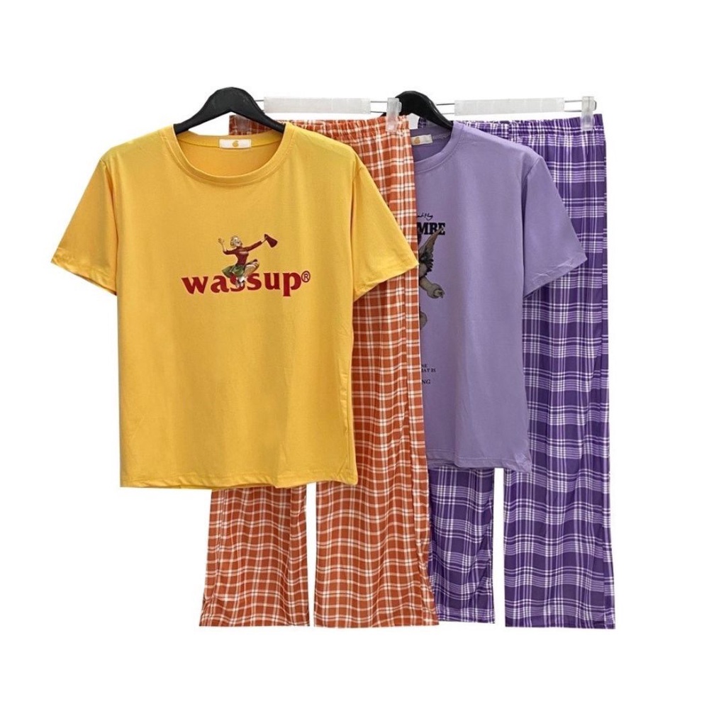 ชุดเซท เสื้อลายการ์ตูน+กางเกงสก็อต เนื้อผ้านิ่ม ใส่สบาย ลายน่ารักสดใส สไตล์เกาหลี #061 - รูปที่ 7