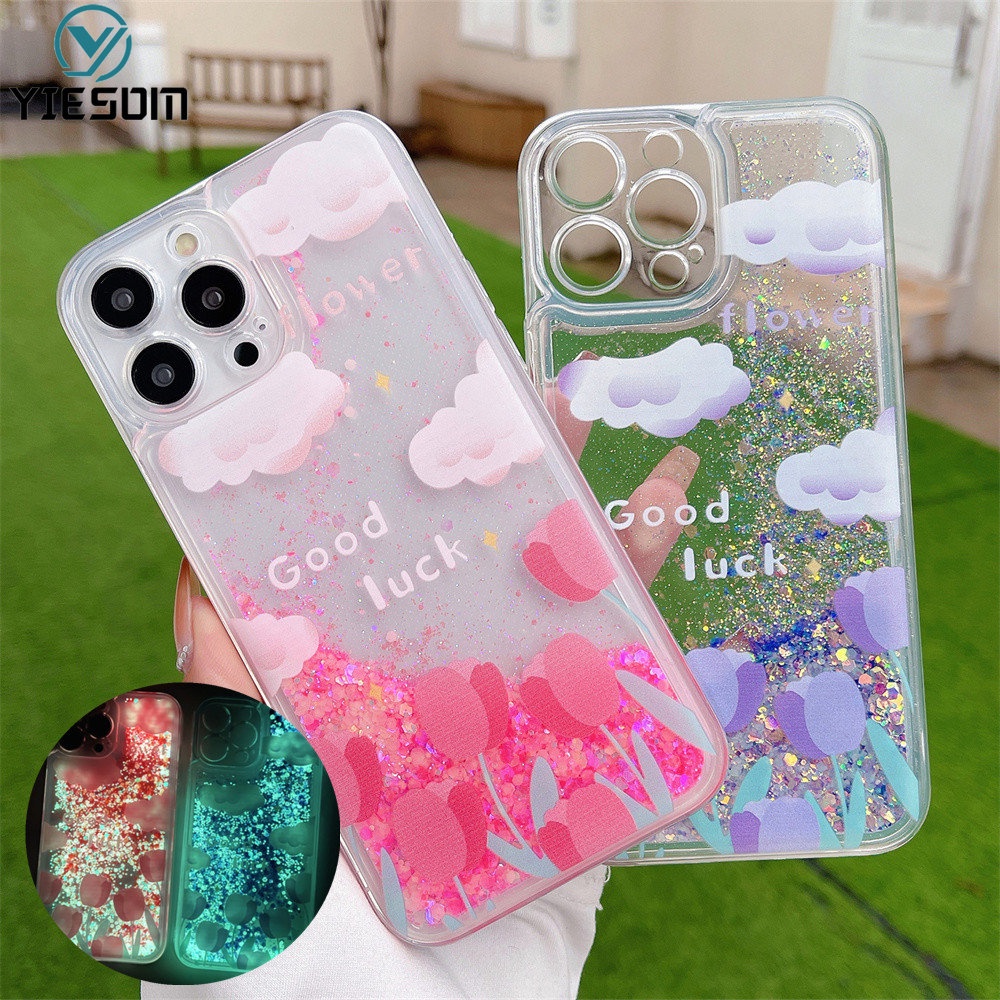 เคสโทรศัพท์มือถือ ซิลิโคนนุ่ม มีทรายไหล แต่งกลิตเตอร์ ไดนามิก เรืองแสง สําหรับ Vivo V29 5G V27 V25 V23 Pro 5G V27E V23E