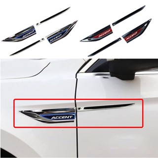 สติกเกอร์โลโก้โลหะ สเตนเลส สําหรับติดประตูรถยนต์ Hyundai Accent RB RC HC YC BN7 1 ชุด