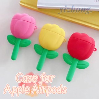 เคสหูฟังบลูทูธไร้สาย ซิลิโคนนิ่ม รูปดอกทิวลิป 3D หรูหรา สําหรับ Airpods Pro 2 1 3