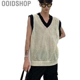 Ooidshop Men Shirt  Spring Men Vest Hollow Out Sleeveless V Neck Simple  for Male for Shopping