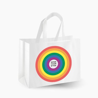 Se-ed (ซีเอ็ด) : RBM-กระเป๋ากระสอบสาน PP : Rainbow Circle PP Woven Tote bag/WH-50Wx40Hx15S cm.