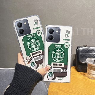 พร้อมส่ง เคสโทรศัพท์มือถือนิ่ม แบบใส กันกระแทก ลาย Starbucks แก้วกาแฟ และเค้ก สําหรับ VIVO Y27 Y36 Y78 Y02t 5G 4G 2023 Y27 Y36 Y78