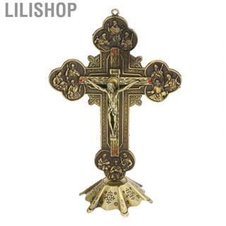 Lilishop Standing Crucifix  Attractive Decorative Crucifix Metal Material Compact Design  for Decoration for Holiday Gifts