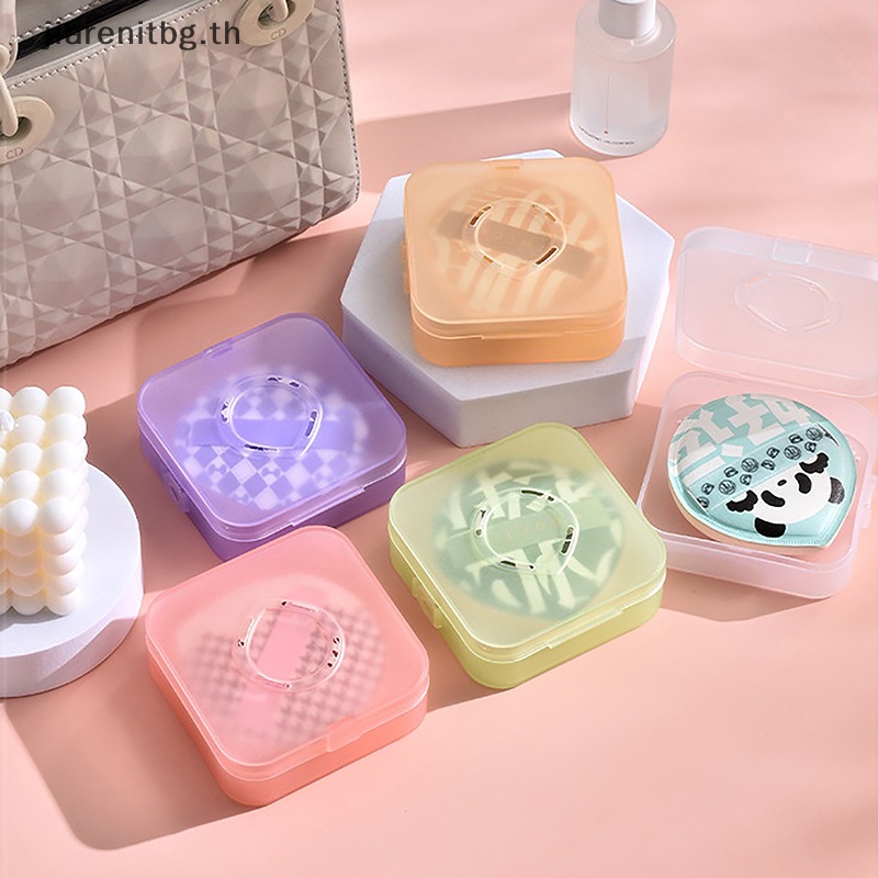 RENBG 1 ชิ้นกล่องเครื่องสําอางพัฟแต่งหน้าฟองน้ําพัฟแห้งผู้ถือจอแสดงผล TH
