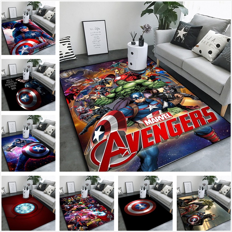 Marvel Super Hero กัปตันอเมริกาโล่พรมโซฟาเด็กการศึกษาห้องนอนข้างเตียงแผ่นปูพื้นEntry Matดูดซับลื่นปรับแต่ง 2