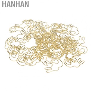 Hanhan Page Marker Clips  Electroplated 50 Pcs Rabbit Shaped Paper  Golden  for File Classification