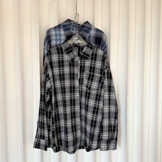 0D6D Chrome Hearts cross Plaid thin Sky Star hot diamond blue plaid shirt long sleeve two colors