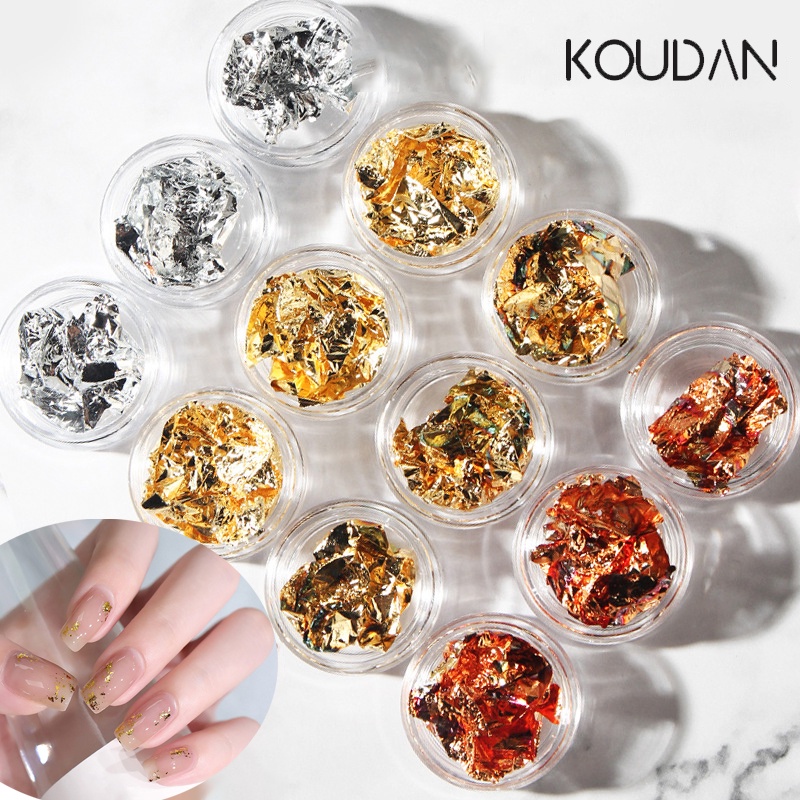 สติกเกอร์ฟอยล์คริสตัล สีทอง สีเงิน สําหรับตกแต่งเล็บ KOUDAN