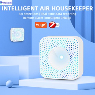 6 In 1 Tuya Zigbee Smart Air Housekeeper Air Quality Monitor Temperature Humidity Smart Air Box Sensor Automation Alarm Detector KDURANT