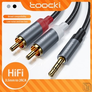 Toocki AUX สายเคเบิลอะแดปเตอร์เสียง HiFi 3.5 มม. เป็น 2RCA สําหรับโทรศัพท์มือถือ คอมพิวเตอร์ ลําโพง DVD TV