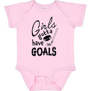 Inktastic Girls Gotta Have Goals- Hockey Player ชุดบอดี้สูท เด็กทารก XHUX