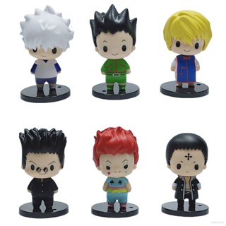 Fash โมเดลฟิกเกอร์ HUNTER×HUNTER GON Killua Kurapika Chrollo Feitan Biscuit ของเล่นสําหรับเด็ก 6 ชิ้น