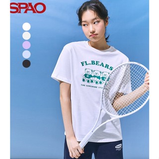 [พร้อมส่ง] เสื้อยืดแขนสั้น พิมพ์ลายตัวอักษร SPAO สไตล์เกาหลี เรียบง่าย แฟชั่นฤดูร้อน สําหรับผู้หญิง SPRPC25G04