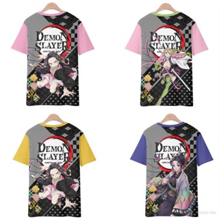 เสื้อยืดแขนสั้น คอสเพลย์ พิมพ์ลายอนิเมะ Demon Slayer Nezuko Kochou Kanroji 3 มิติ แฟชั่นยอดนิยม