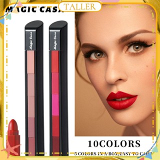 ✧Ready Stcok Magic Casa Five Color Matte Lipstick Combination With 5-section Matte Velvet Smooth Mositurizing Lip Gloss Easy To Color Long Lasting Lip Makeup TALLER