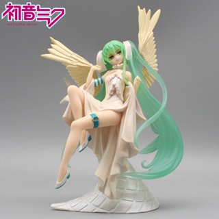 โมเดลฟิกเกอร์ PVC รูปปั้นอนิเมะ Hatsune Miku Miku Angel of Light ขนาด 21 ซม. สําหรับตกแต่งโต๊ะ เก็บสะสม