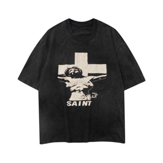 S-aint 88mi-chael- เสื้อยืดแขนสั้น สีดํา เทรนด์ใหม่ล่าสุด