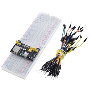 โมดูลเพาเวอร์เบรดบอร์ด 3.3V 5V MB102 และบอร์ดขนมปัง MB-102 830 จุด สําหรับ arduino kit และสายจัมเปอร์ 65 สาย